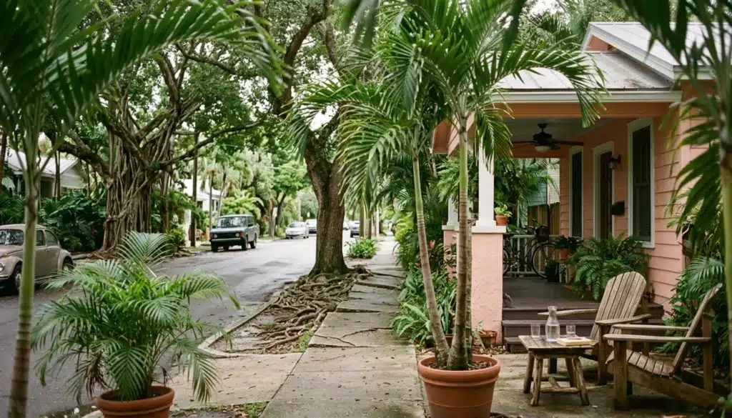 Quiet Coconut Grove porch with two chairs, a calm base for a Miami for couples trip away from South Beach